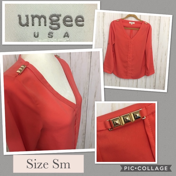 Umgee Tops - 🌵3/$20 Umgee Coral Blouse Gold Embellished